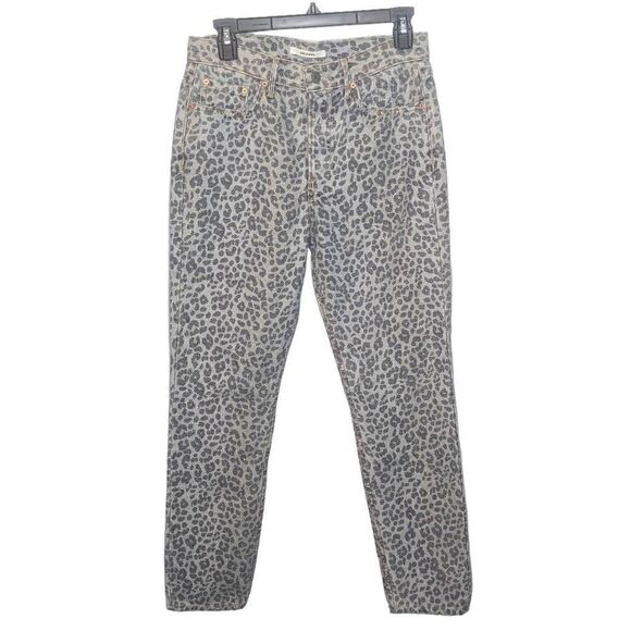 GRLFRND Helena Karolina Jeans Wildcat Leopard Print Grey 27 GF4137869890 NWT - Picture 1 of 11